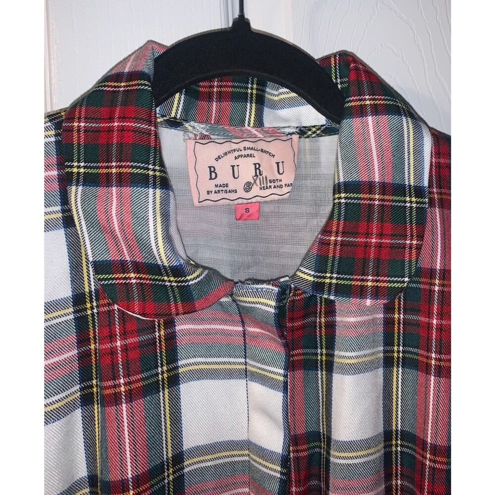 Buru Womens Stewart Tartan The Donna Day Gown Dress Size S Retro Fall Holidays - Picture 5 of 7